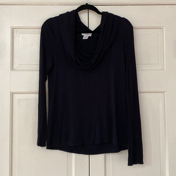 Soft Surroundings Eva Black Cowl‎ Neck Size Medium Rib Knit Long Sleeve Blouse - Picture 9 of 9
